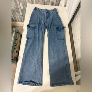 Light Blue Denim Cargo Pants